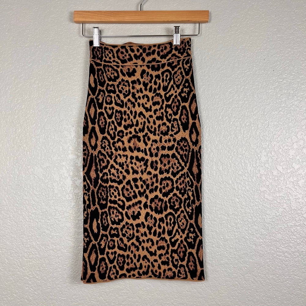 BCBGMAXAZRIA Pencil Skirt Womens XXS Gavin French Leopard Stretch‎ Office Siren